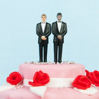 Düğün pastası ile gay çift