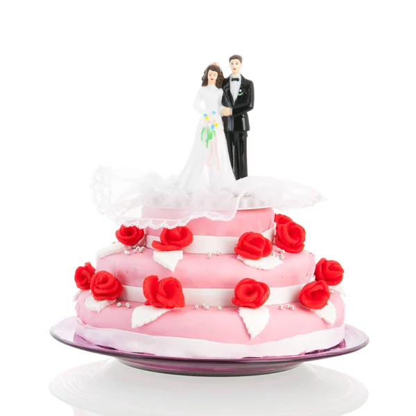 Pastel de boda con pareja — Foto de Stock