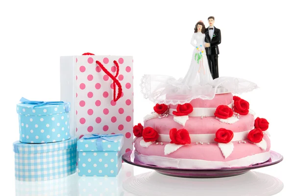 Couple on top of wedding cake — Stock Photo, Image