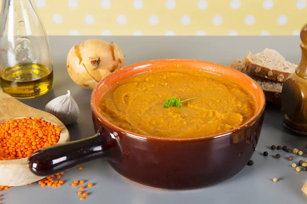 Vegetarian red lentil soup — Stock Photo, Image