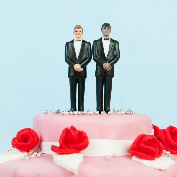 Pastel de boda con pareja gay Imagen de archivo