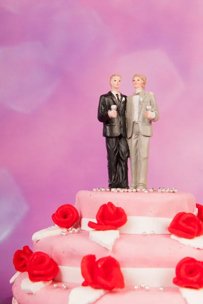 Bolo de casamento com casal gay — Fotografia de Stock