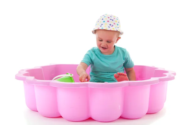 Toddler girl in swimming pool — Stock Photo, Image