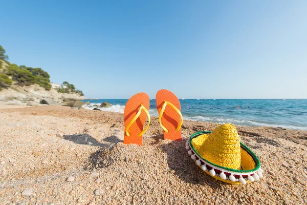 Flip flops at the Spanish beach — Stock Photo, Image