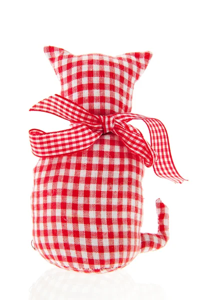 Gato têxtil vermelho — Fotografia de Stock