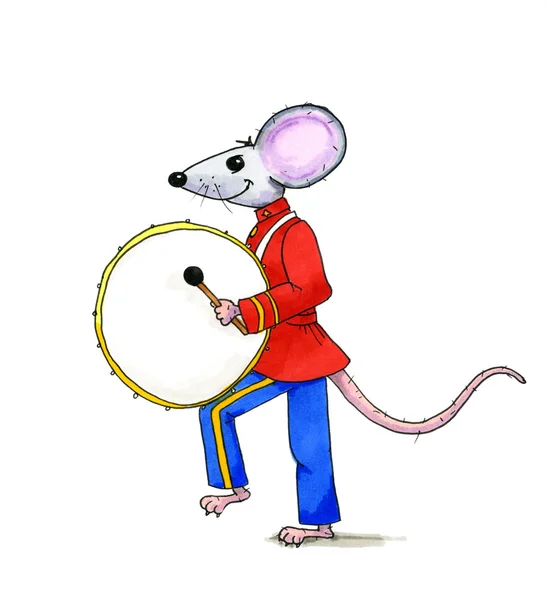 Ilustração do rato baterista — Fotografia de Stock