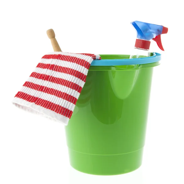 Bucket cleaning products — Stock Photo, Image