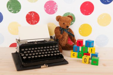 Type writer and vintage toys clipart