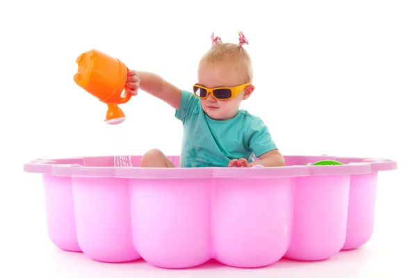 Toddler girl in swimming pool Stock Image