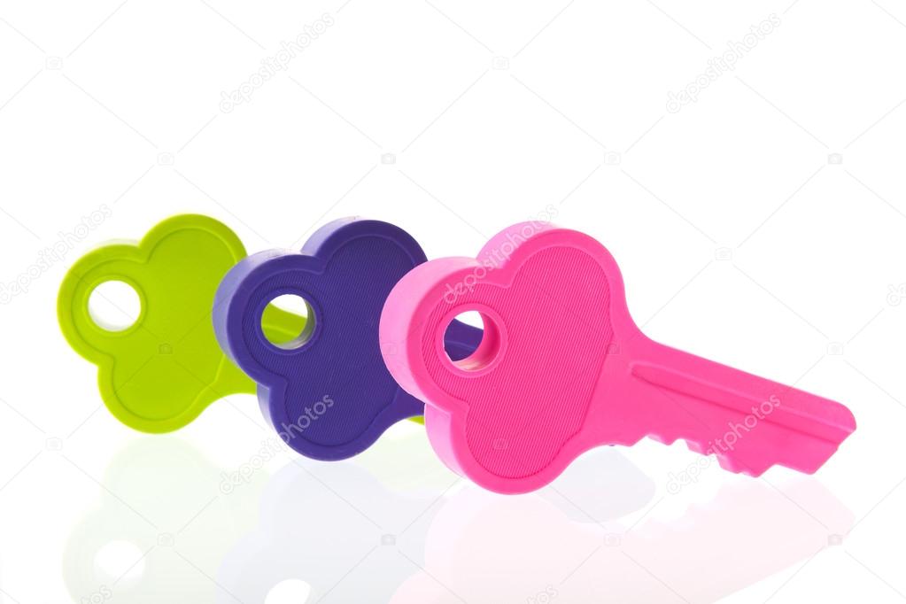 Colorful keys isolated on white