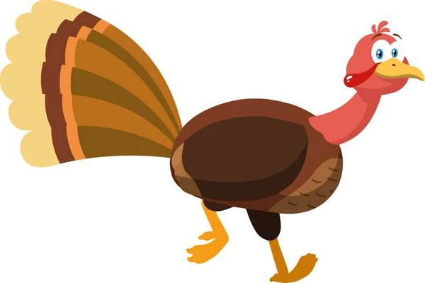 Thanksgiving Turkiet Fågel Tecknad Karaktär Kör Raster Illustration Isolerad Vit — Stock vektor