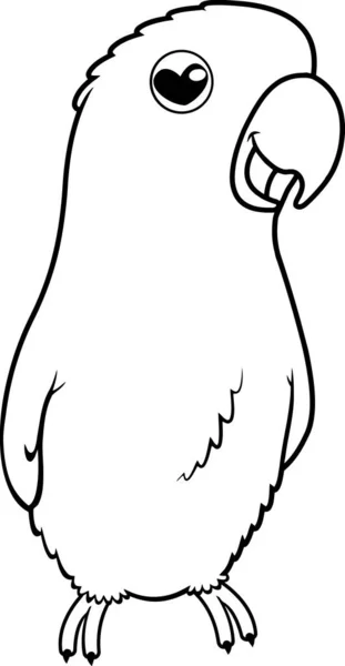 Black White Lovebird Cartoon Character Raster Illustration Isolated White Background — Stock Vector