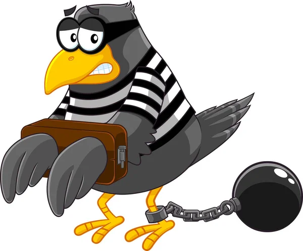 Jail Bird Cartoon Charakter Raster Illustration Isoliert Auf Weißem Hintergrund — Stockvektor