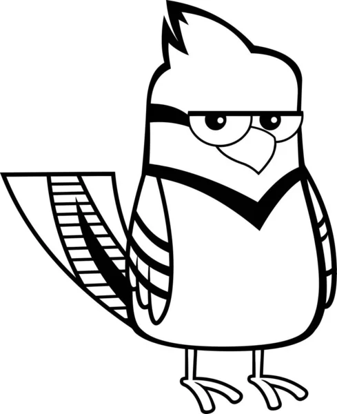 Negro Blanco Azul Jay Bird Personaje Dibujos Animados Ilustración Trama — Vector de stock