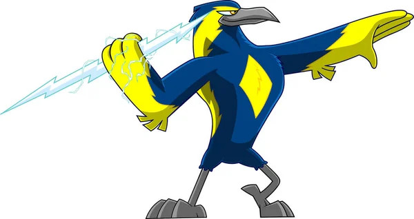 Thunderbird Pássaro Bonito Dos Desenhos Animados Personagem Segurando Grande Arco —  Vetores de Stock