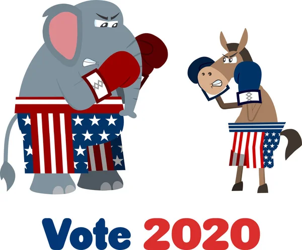 Ρεπουμπλικάνος Ελέφαντας Και Δημοκρατικός Γάιδαρος Πυγμαχεί Διάνυσμα Εικονογράφηση Επίπεδη Σχεδίαση — Διανυσματικό Αρχείο
