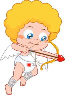Bebek Aşk Tanrısı Karikatür Karakteri Vurucu Kalp Okları. Vektör Resimleri Şeffaf Arkaplanda İzole Edildi