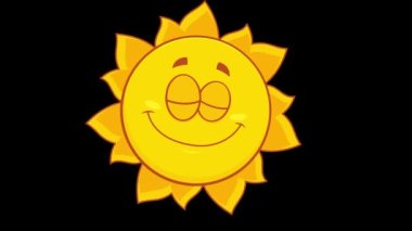 Gülen Sarı Güneş Çizgi Filmi Karakteri. 4K Animasyon Video Hareketi Grafikleri Arkaplansız