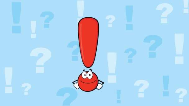 Exclamation Mark Cartoon Character Pointing Finger Animation Video Motion Graphics — Stock Video