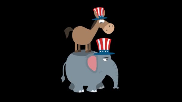 Ganador Donkey Democrat Back Elephant Republican Gráficos Movimiento Vídeo Animación — Vídeo de stock