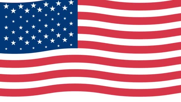 アメリカ合衆国の国旗が掲揚された 背景のない4Kアニメーション動画モーショングラフィックス — ストック動画