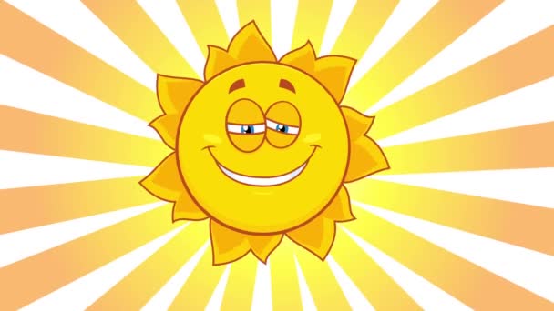 Ευτυχισμένος Κίτρινος Ήλιος Χαρακτήρας Κινουμένων Σχεδίων Winking Γραφικά Κίνησης Βίντεο — Αρχείο Βίντεο