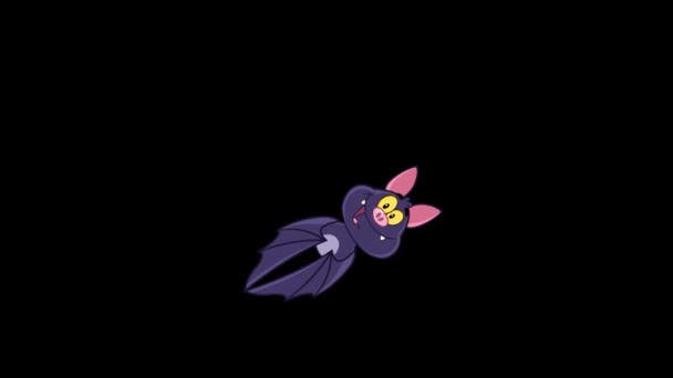 Happy Vampire Bat Cartoon Personagem Voando Gráficos Movimento Vídeo Animação — Vídeo de Stock