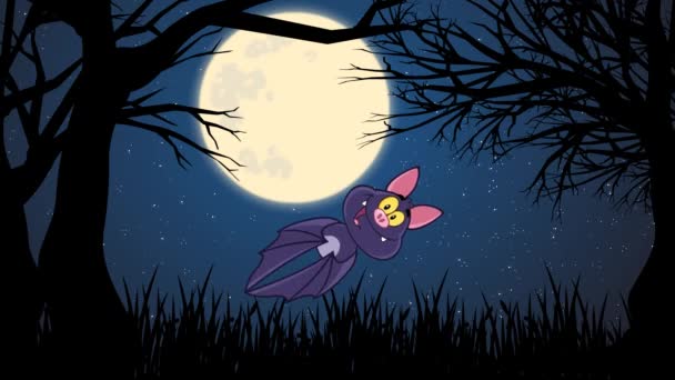 Happy Vampire Bat Cartoon Character Flying Forest Halloween Night Animation  Stock Video Footage by ©HitToon #444794392