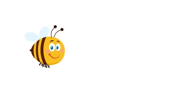 Cute Bee Cartoon Postać Latanie Animacja Video Motion Graphics Bez — Wideo stockowe