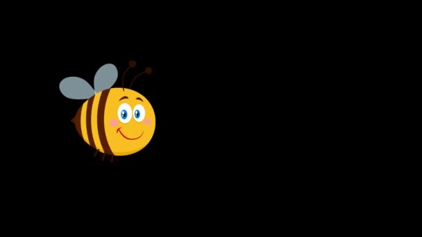 Söta Bee Cartoon Character Flyger Animation Video Motion Graphics Utan — Stockvideo