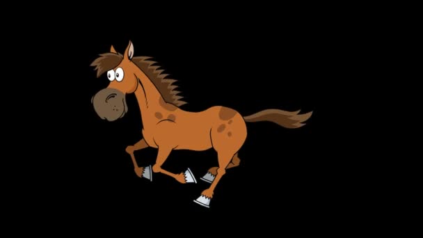 Brown Horse Cartoon Χαρακτήρας Running Γραφικά Κίνησης Βίντεο Κινουμένων Σχεδίων — Αρχείο Βίντεο