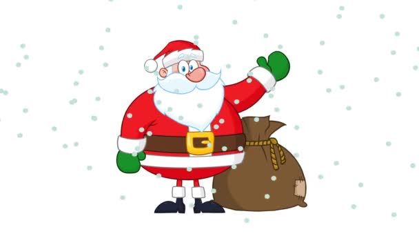 Santa Claus Cartoon Character Waving Animace Video Pohybové Grafiky Bez — Stock video