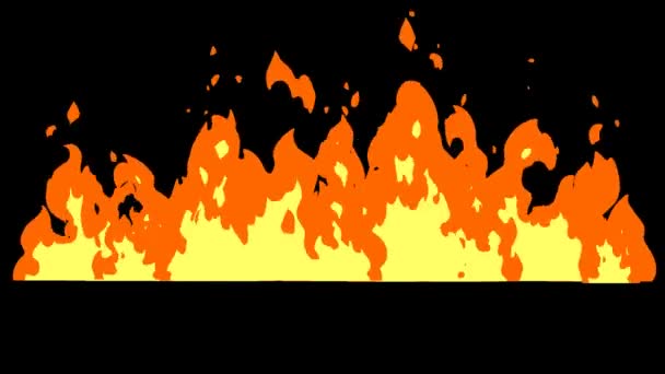 Cartoon Fire Raging Flames Animace Video Motion Graphics Bez Pozadí — Stock video