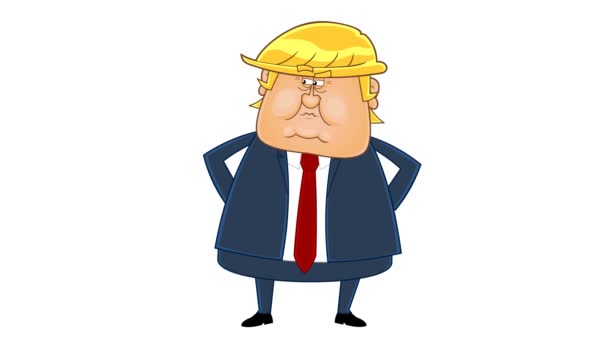 President Donald Trump Här Animation Video Motion Graphics Med Vit — Stockvideo