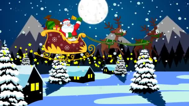 Noel Baba Çizgi Film Karakteri Sallıyor Animasyon Video Hareketi Grafikleri — Stok video