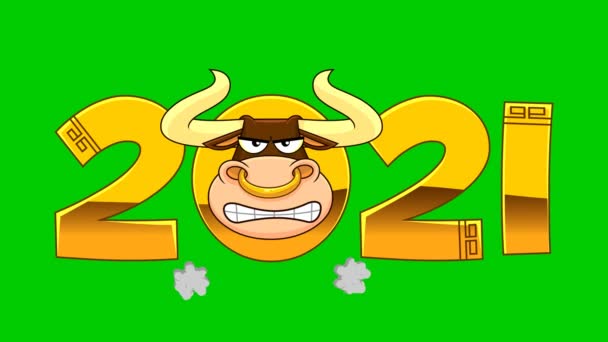 2021 Ökör Bika Arcú Rajzfilm Karakter Animáció Videó Mozgókép Grafika — Stock videók