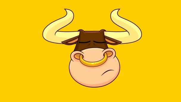 2021 Ano Boi Com Personagem Desenho Animado Bull Face Gráficos — Vídeo de Stock