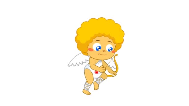 Bayi Cute Cupid Terbang Dengan Busur Dan Panah Animation Video — Stok Video