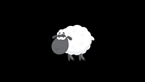 Black Sheep Caráter Dos Desenhos Animados Walking Gráficos Movimento Vídeo — Vídeo de Stock