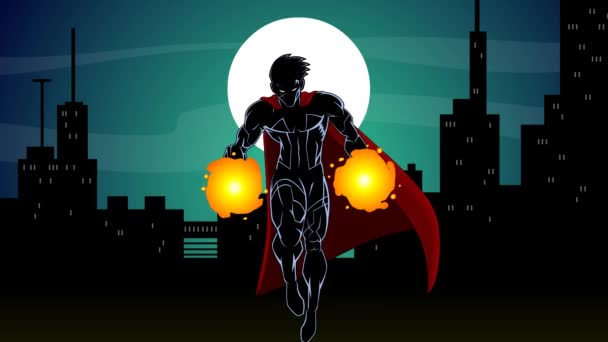 Superhero Comics Character Flying Inglés Gráficos Movimiento Vídeo Animación Con — Vídeo de stock