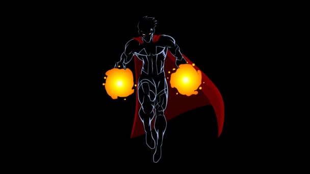Superhero Comics Χαρακτήρας Πετώντας Γραφικά Κίνησης Βίντεο Κινουμένων Σχεδίων Φόντο — Αρχείο Βίντεο