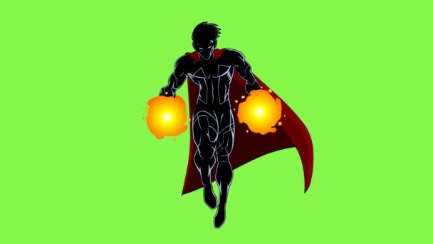 Superhero Comics Character Flying Animation Video Motion Graphics Green Screen — Stock Video