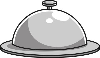 Gümüş Şef Tabağı çizgi filmi. Raster Hand Çizim Resimleri Şeffaf Arkaplanda İzole Edildi