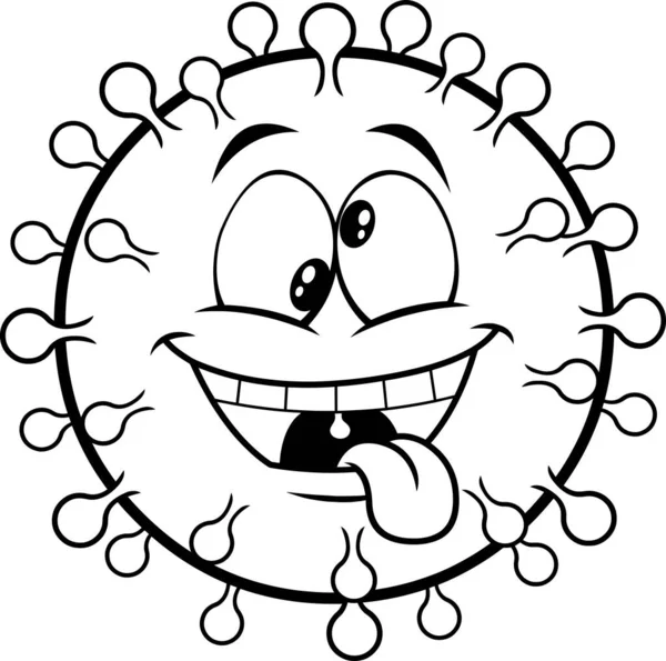 2016 Outlined Crazy Coronavirus Covid Cartoon Emoji Character 사방이 곳에서 — 스톡 벡터