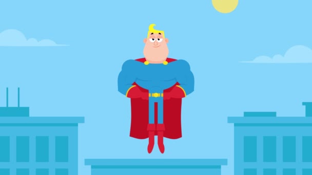 White Super Hero Comics Character Flying Loop Animace Video Pohybová — Stock video