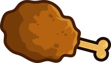 Çizgi film kızarmış tavuk budu. Raster Hand Çizim Resimleri Şeffaf Arkaplanda İzole Edildi