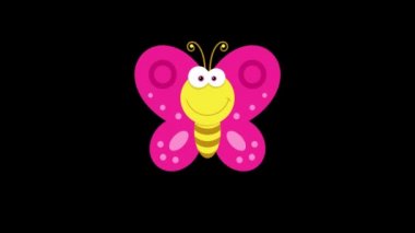 Siyah arka planda uçan renkli bir kelebeğin canlandırması 