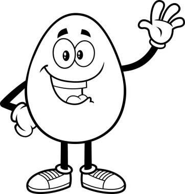 karikatür yumurta karakteri el vektörü çizimi