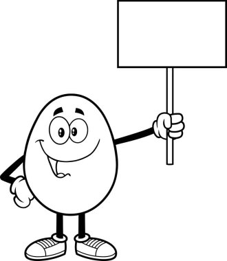 Çizgi film yumurta karakteri ve tahta vektör çizimi