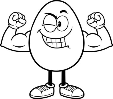 güçlü çizgi film yumurta karakteri vektör çizimi
